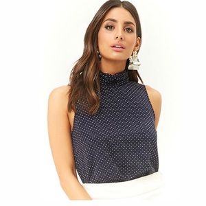 Blue mock neck top medium